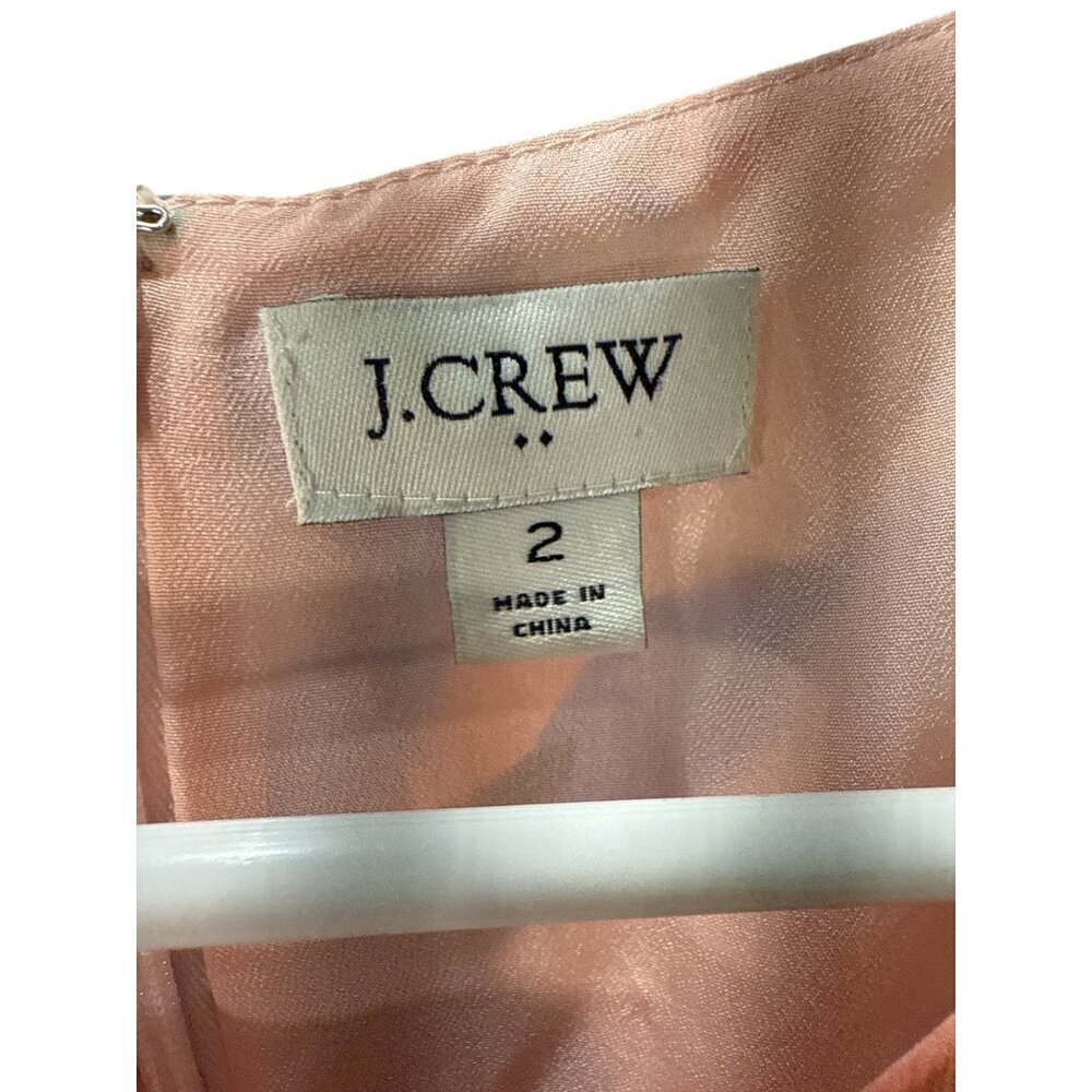 J. Crew Floral Crinkle Tiered  Pink Midi Dress Size  2, Pre-Owned EUC - Picture 4 of 6